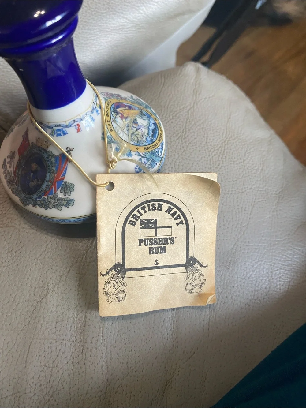 Two Vintage Pussers Rum decanters